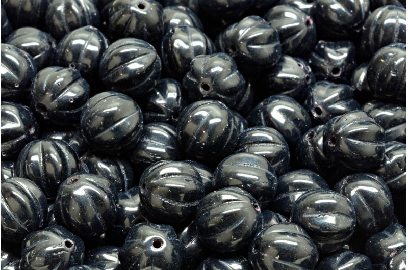 メロンビーズ、ブラック(23980)、ガラス、チェコ共和国