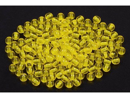 OUTLET 10 grams Round Druck Beads, 4 x 4 mm, Transparent Yellow (80020), Glass, Czech Republic