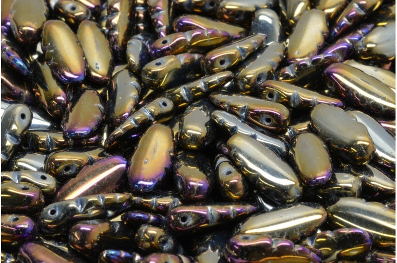 锯齿匕首珠,黑色 9150X (23980-9150X),玻璃,捷克共和国