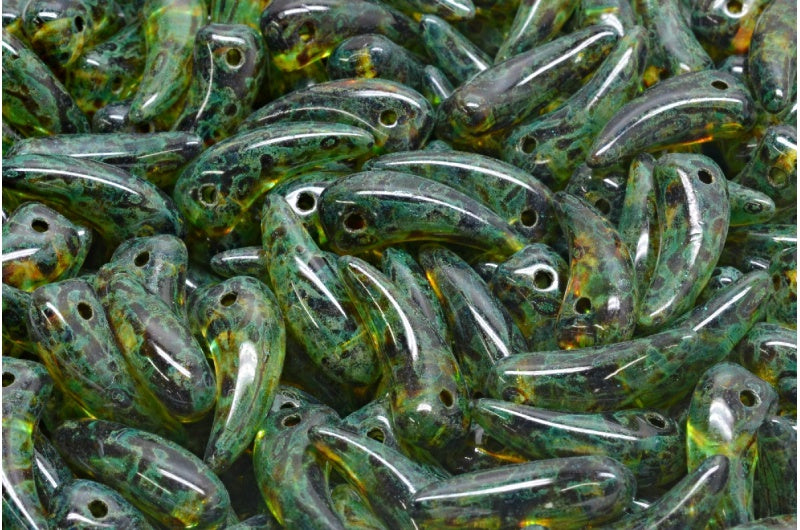 歯ビーズ、クリスタルトラバーチンライトターコイズ(00030-86800-34309)、ガラス、チェコ共和国