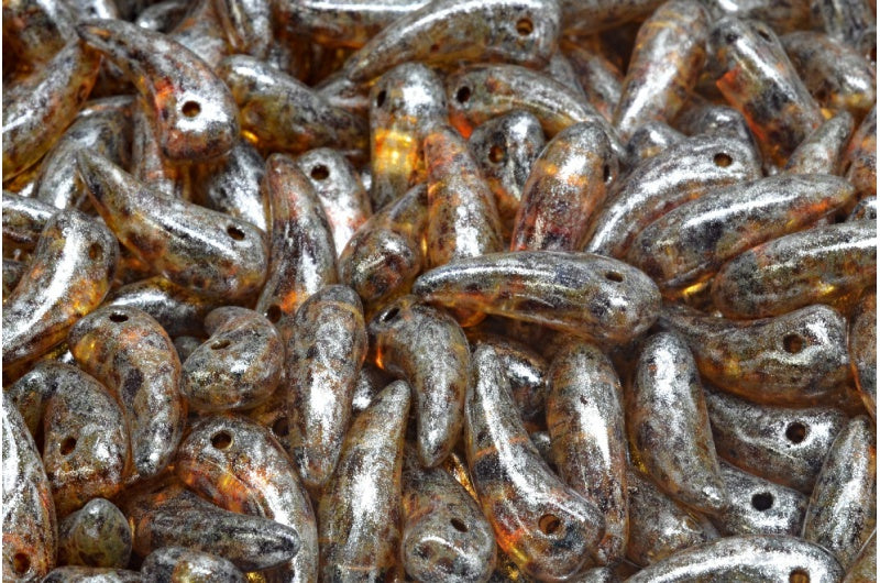 歯のビーズ、クリスタルトラバーチンシルバーグレー(00030-86800-34301)、ガラス、チェコ共和国