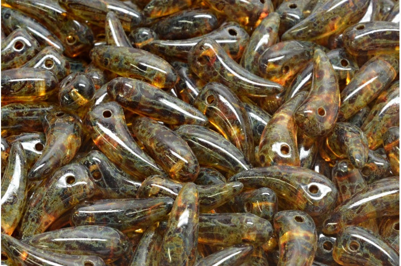 Tooth Beads, Crystal Travertin Light Gray (00030-86800-34311), Glass, Czech Republic