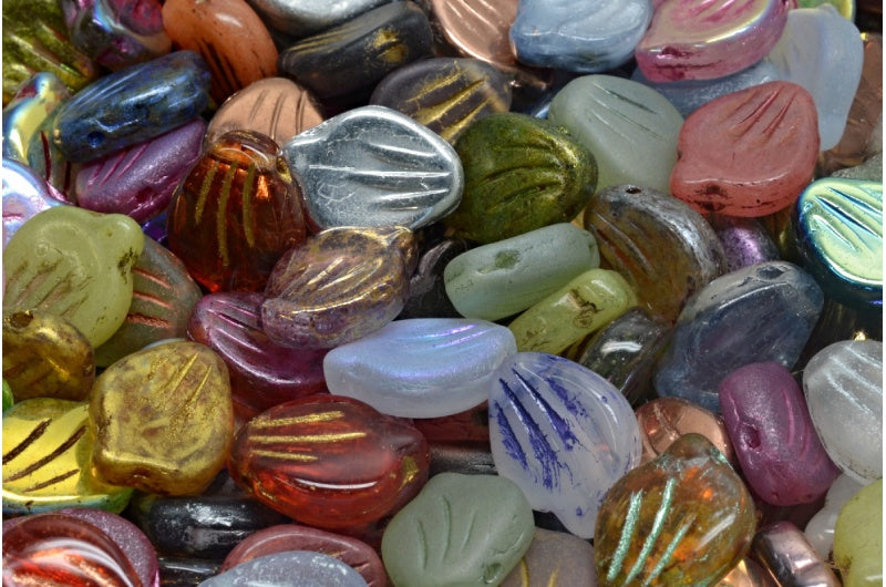 OUTLET 10 grams Peony Petal Beads, 9 x 12 mm, 1 Mixed Colors (00001-mix), Glass, Czech Republic