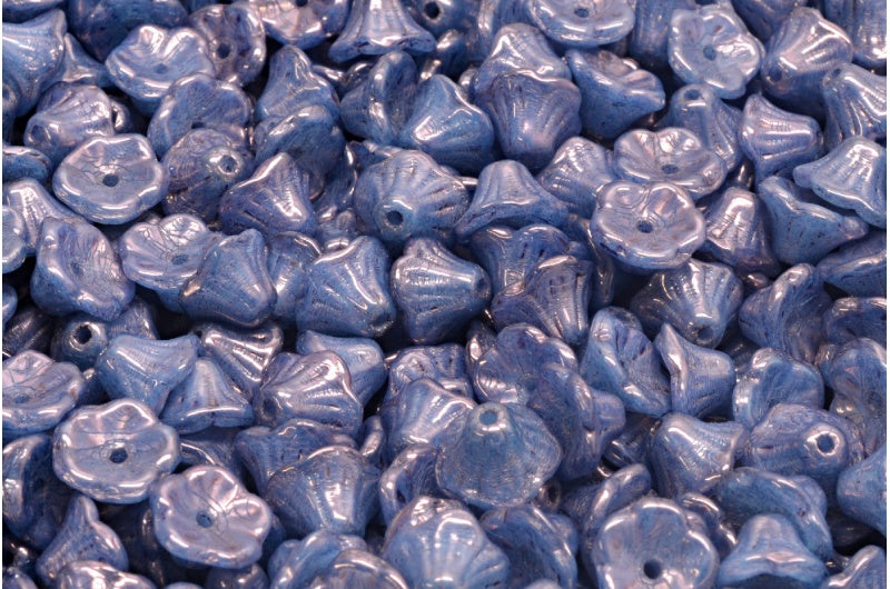 Bell Flower Cup Beads, Blue Purple (R0641-15726), Glass, Czech Republic