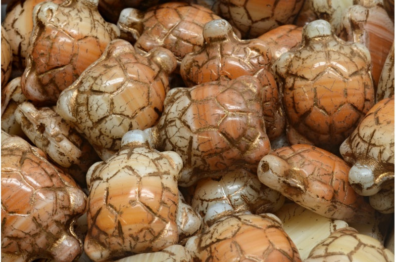 タートルビーズ、R1374 ブロンズライン(R1374-54317)、ガラス、チェコ共和国