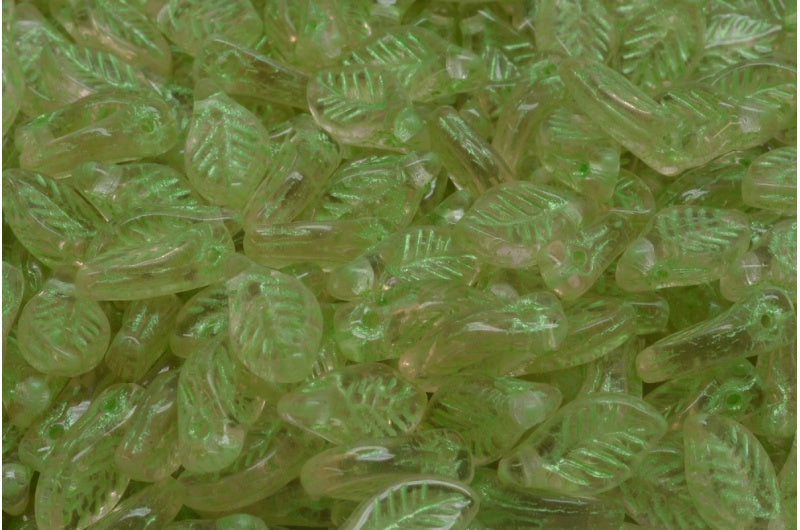 月桂叶珠,透明粉绿色(70110-43813),玻璃,捷克共和国