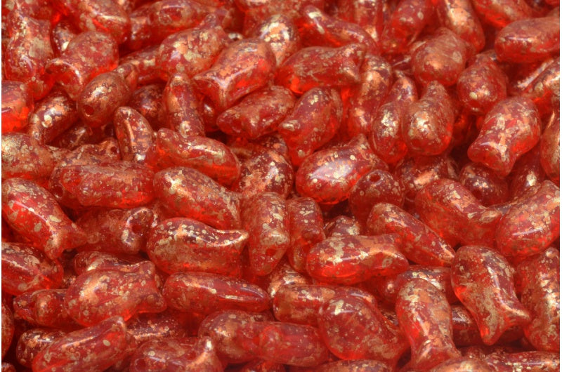 シンプルフィッシュビーズ、透明レッド 94408 (90060-94408)、ガラス、チェコ共和国