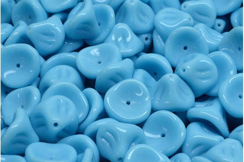 Daylily Flower Beads, Blue (63020), Glass, Czech Republic