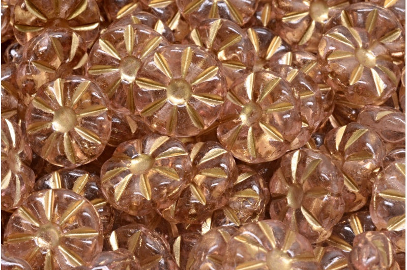 Sunflower Beads, Crystal Gold Lined Light Pink (00030-54302-34304), Glass, Czech Republic