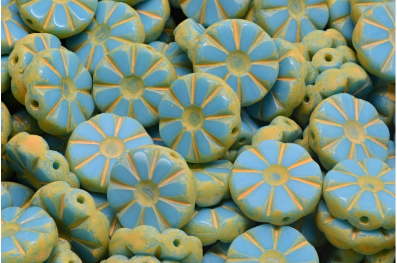 テーブルカット研磨ひまわりビーズ、ブルーライトオレンジ(63020-84302)、ガラス、チェコ共和国