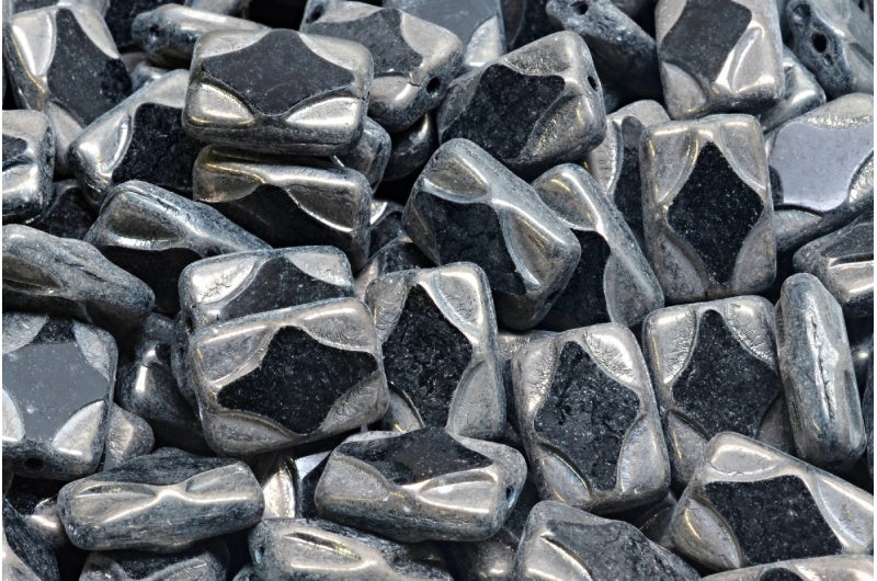 Table Cut Rectangle Beads, Black 27403 (23980-27403), Glass, Czech Republic