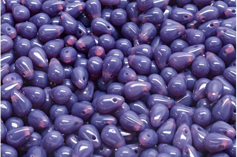 ドロップビーズ、オパールダークラベンダー(21010)、ガラス、チェコ共和国