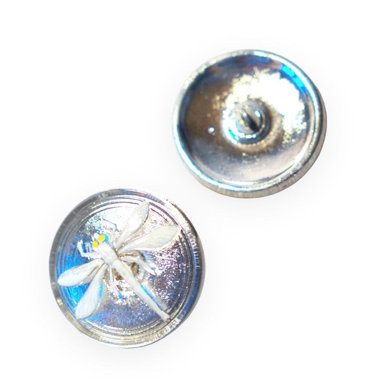 1個 ハンドペイントガラスボタン、飾りトンボ付き、サイズ14 (31.5 mm)、ガラス、チェコ共和国