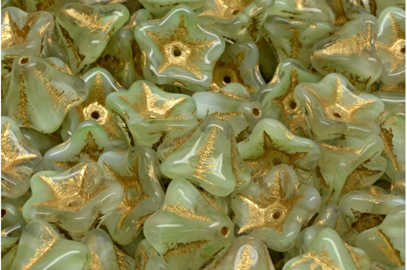 ペチュニアフラワービーズ、55004 ゴールドライン(55004-54302)、ガラス、チェコ共和国