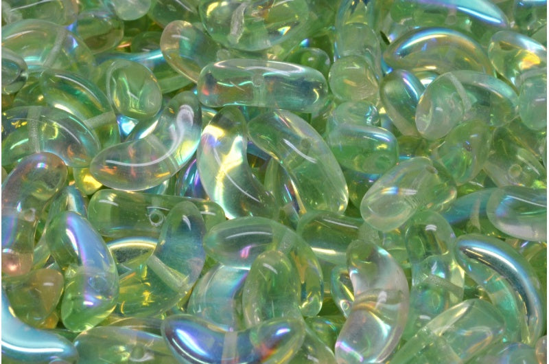 OUTLET 10 grams Angel Wing Beads, 15 x 15 mm, Transparent Green Transparent Pink Ab (50500-70120-28701), Glass, Czech Republic