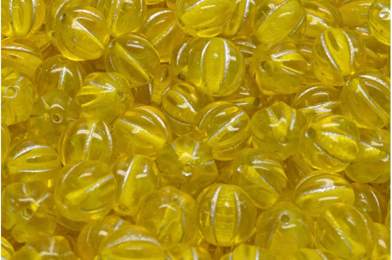 透明黄色银边瓜形珠(80020-54301),玻璃,捷克共和国