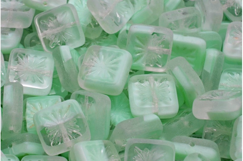 テーブルカットスクエアキウイビーズ、56217マット(56217-84100)、ガラス、チェコ共和国