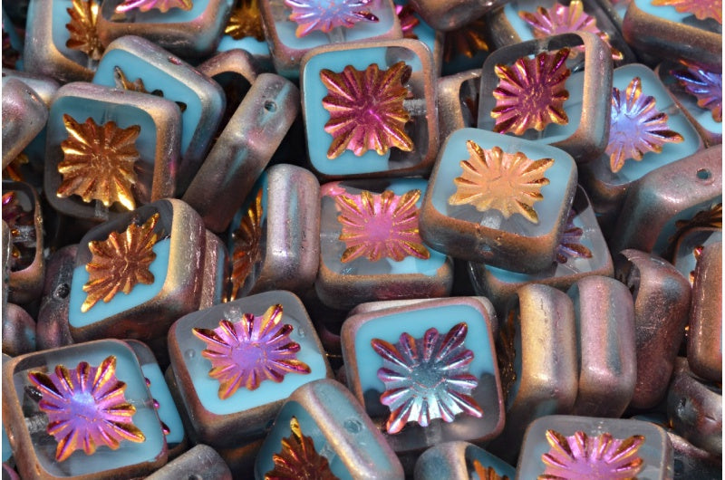 テーブルカットスクエアキウイビーズ、66017マットスリペリットフル(2Xサイド)(66017-84100-29503)、ガラス、チェコ共和国