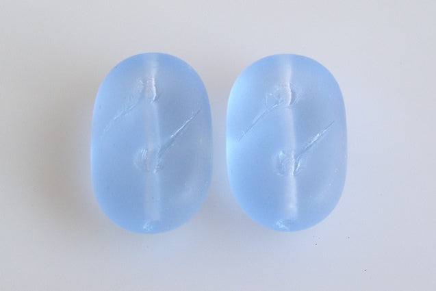 Pressed Beads With S, Transparent Blue Matte (30020-84110), Glass, Czech Republic