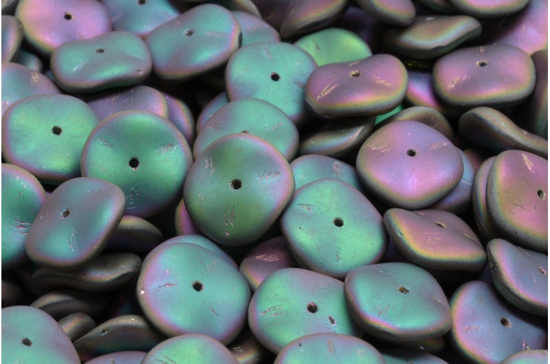 Ripple Beads, Crystal Matte 29403 (00030-84100-29403), Glass, Czech Republic