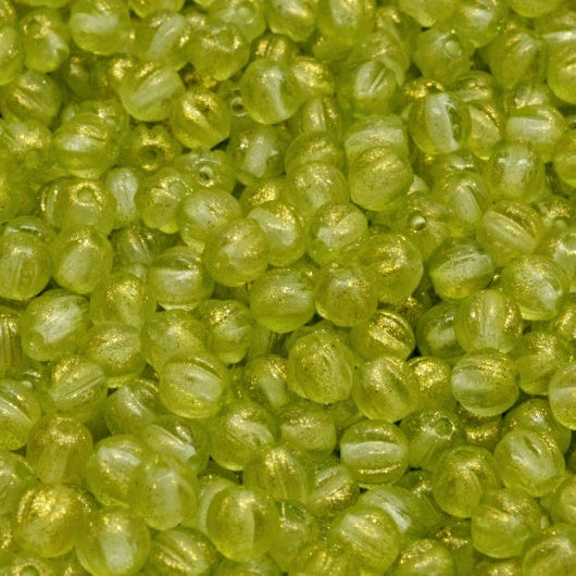 Melon Beads, Crystal Green (00030-542008), Glass, Czech Republic