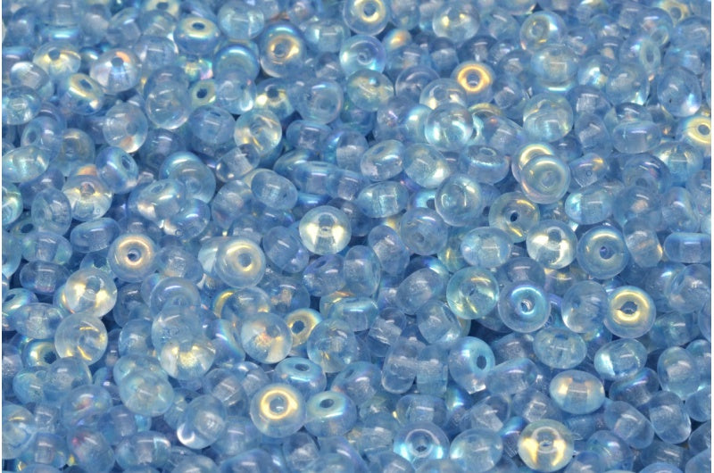 Rondelle Druck Beads, Crystal Ab Light Blue (00030-28701-34307), Glass, Czech Republic