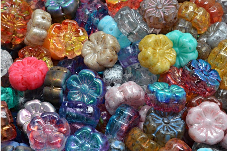 Mallow Flower, 1 Mixed Colors (00001-mix), Glass, Czech Republic