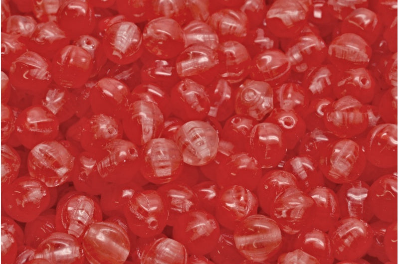 Melon Beads, Red (R0930), Glass, Czech Republic