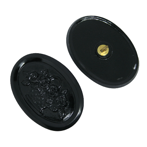 1 pcs Hand Painted Glass Buttons with ornament, size 18 (40.5 mm), Glass, Czech Republic