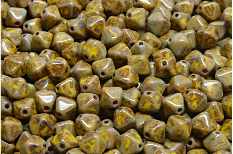 OUTLET 10 grams Bicone Beads, 6 x 6 mm, Yellow Stain Strong (83120-86805), Glass, Czech Republic