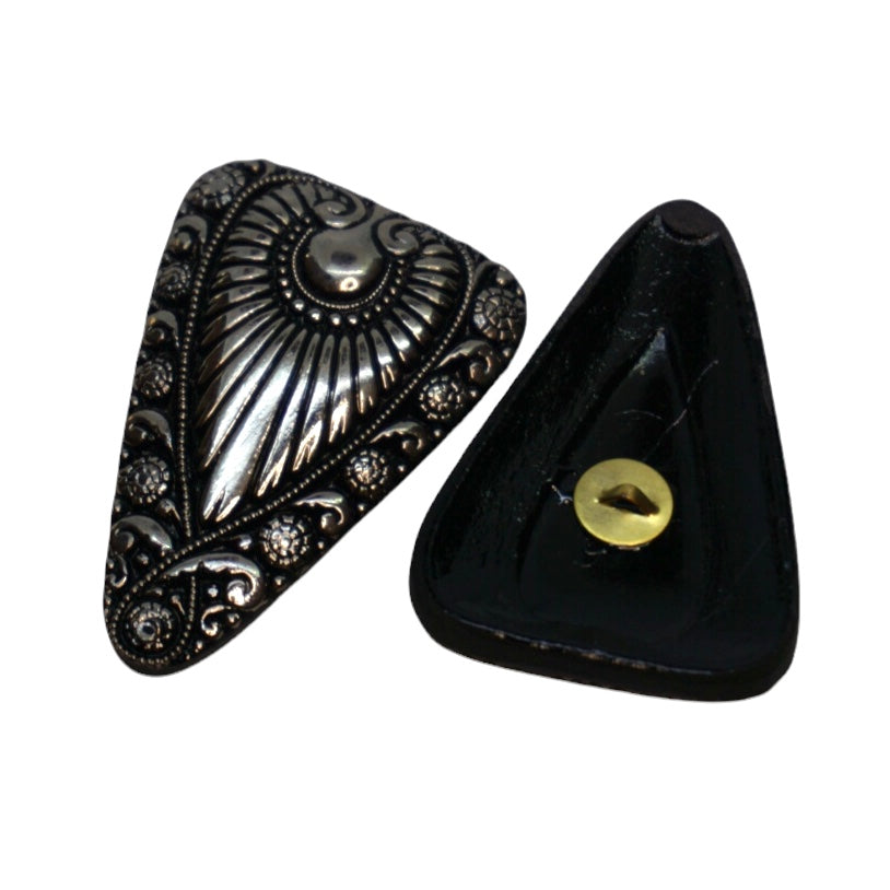 1 pcs Hand Painted Glass Buttons with ornament, size 47x31 mm, Glass, Czech Republic