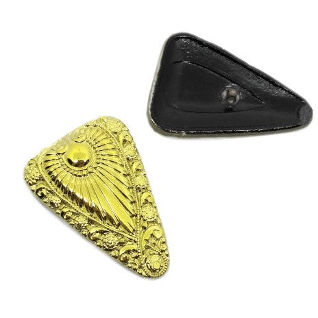 1 pcs Hand Painted Glass Buttons with ornament, size 47x31 mm, Glass, Czech Republic