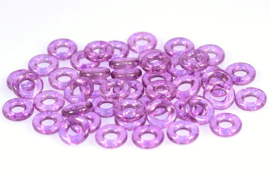 OUTLET 10 grams Fish Ring Pressed Glass Beads (Like O-Bead Or Demi Round), 9 x 9 mm, Crystal Purple (00030-15726), Glass, Czech Republic