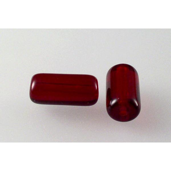 Pressed Beads Tube, Ruby Red (90080), Glass, Czech Republic