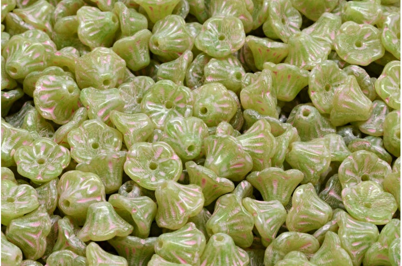 ベルフラワーカップビーズ、51400 ウォームパープルスポット(51400-33304)、ガラス、チェコ共和国