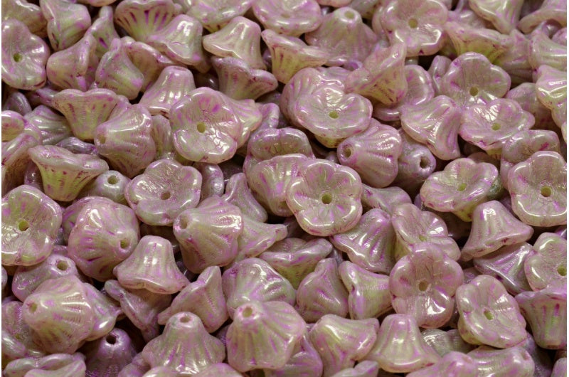 ベルフラワーカップビーズ、51400 ピンクスポット(51400-33306)、ガラス、チェコ共和国