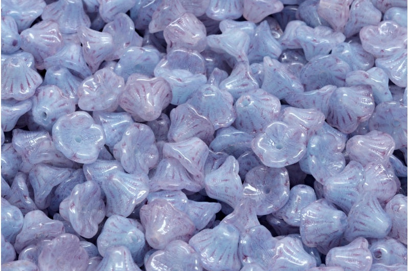 ベルフラワーカップビーズ、ブルーライトフクシアピンク(R0641-34306)、ガラス、チェコ共和国