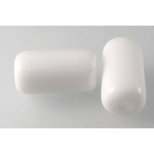 プレスビーズチューブ、チョークホワイト(03000)、ガラス、チェコ共和国