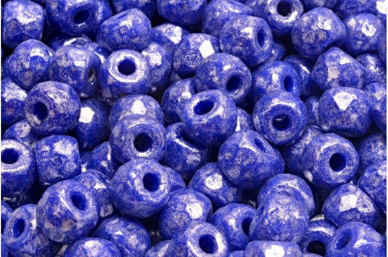 多面小马贝果珠,不透明蓝银灰色 (33050-34301),玻璃,捷克共和国