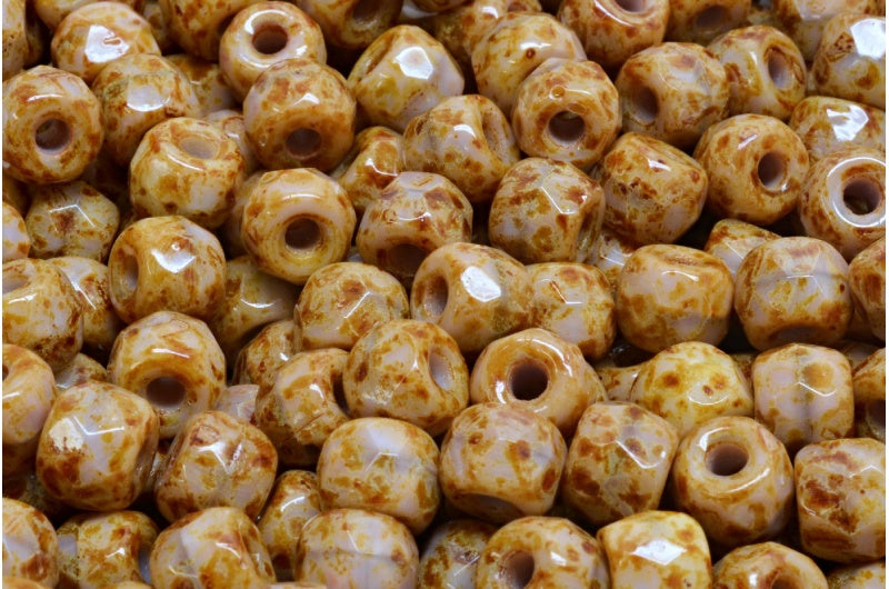 ファセットポニーベーグルビーズ、シルクラベンダートラバーチン(24010-86800)、ガラス、チェコ共和国