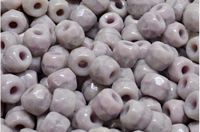 ファセットポニーベーグルビーズ、シルクラベンダーベージュスポット(24010-33312)、ガラス、チェコ共和国