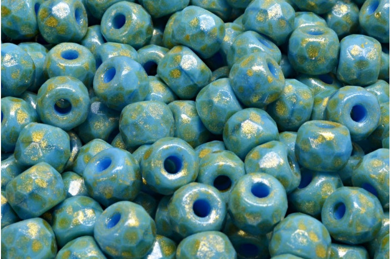 多面小马贝果珠,不透明蓝浅黄色(33100-34302),玻璃,捷克共和国