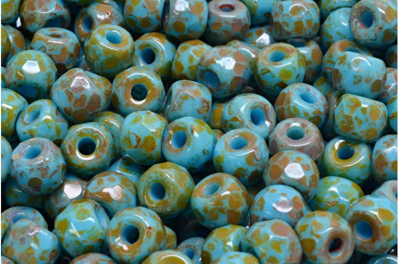 多面小马贝果珠,绿松石蓝色洞石(63030-86800),玻璃,捷克共和国