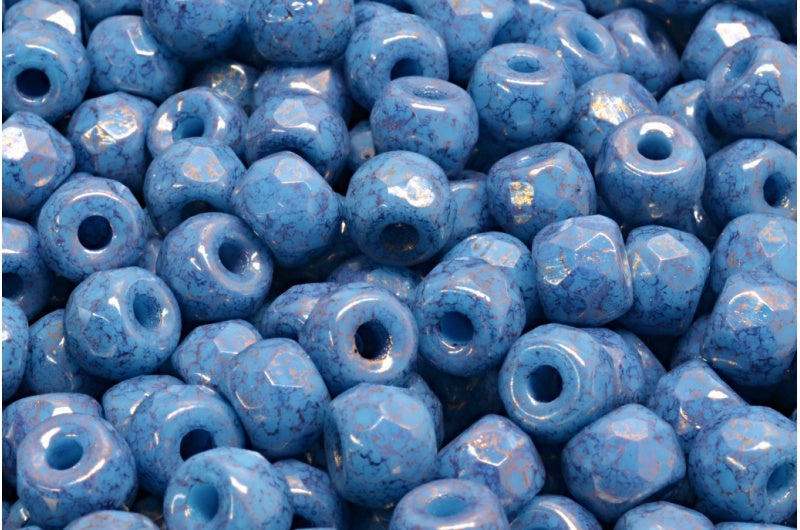 ファセットポニーベーグルビーズ、ターコイズブルーテラコッタバイオレット(63030-15496)、ガラス、チェコ共和国
