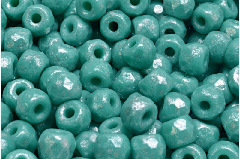 多面小马贝果珠,绿松石银灰色(63130-34301),玻璃,捷克共和国