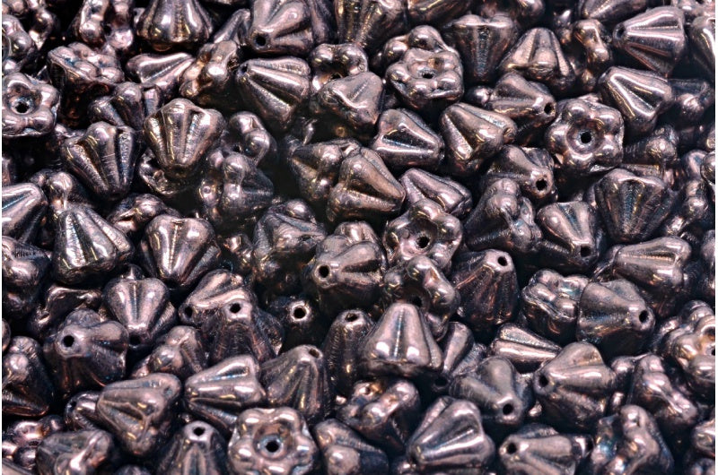 铃花珠,黑紫色 (23980-15726),玻璃,捷克共和国