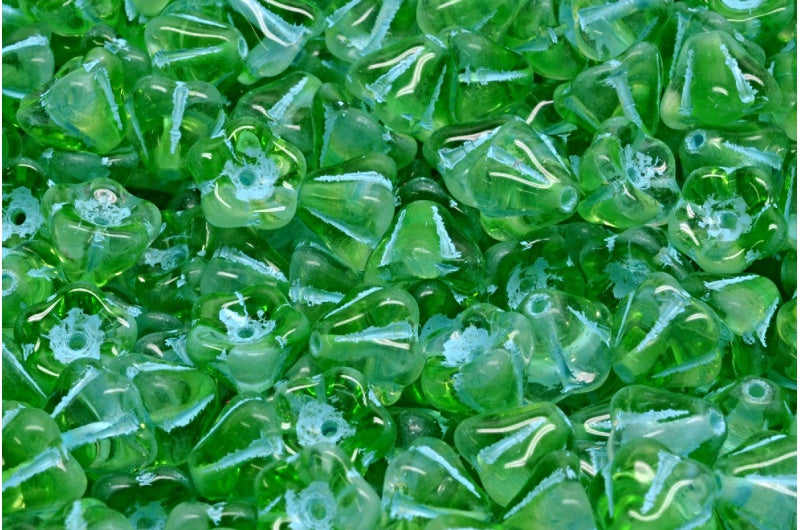 ベルフラワービーズ、57008 ライトブルーライン入り (57008-54308)、ガラス、チェコ共和国