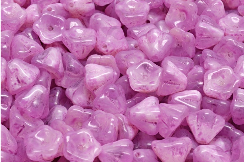 ベルフラワービーズ、86018 ピンクスポット(86018-33306)、ガラス、チェコ共和国