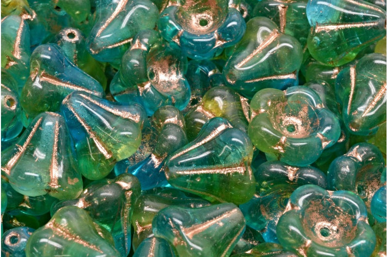 ベルフラワービーズ、R0065 銅線入り(R0065-54307)、ガラス、チェコ共和国