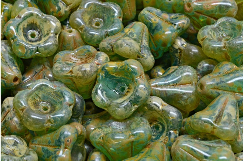 ベルフラワービーズ、R0065 トラバーチン(R0065-86800)、ガラス、チェコ共和国